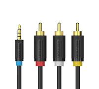 Vention Cable convertidor de audio de 3,5 mm a 3 RCA macho, cable de altavoz AV para estéreo VCD DVD TV ordenador