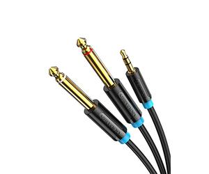 VENTION Cable de 3,5mm a Doble 6.35mm Mono Audio Jack Divisor de Macho a Macho Compatible con Computadora Portátil, Mezclador, Amplificador, Guitarra 3m