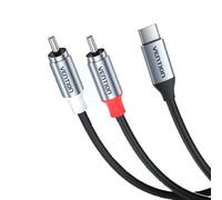 VENTION Cable de audio USB tipo C a 2 RCA, cable adaptador estéreo de 2 RCA hembra, cable adaptador estéreo de doble RCA macho en Y para amplificadores de cine en casa, reproductor de DVD, TV