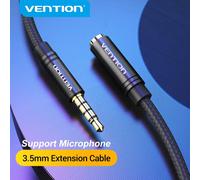 Cable Estéreo Vention BHCBJ/ Jack 3.5 Macho - Jack 3.5 Hembra/ 5m/ Negro