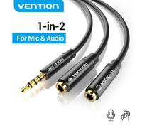 Vention-Cable de extensión divisor de Audio de 3,5mm, conector de 3,5mm, 1 macho a 2 hembra, divisor Y de micrófono para ordenador portátil, adaptador de Cable auxiliar para auriculares TPE Wire