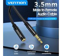 Vention-Cable de extensión de Audio con conector de 3,5mm para coche, PC, TV, portátil, interruptor macho a hembra, estéreo 3,5, Cable adaptador de extensión auxiliar para auriculares Support Mic Blac