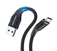 VENTION Cable Micro USB 2m Cable Mando ps4 Cable Cargador ebook Kindle Tejido de Nylon Cable Cargador Android Micro usb (Negro)