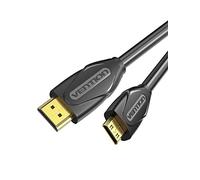 VENTION Cable mini HDMI a HDMI, chapado en oro, adaptador de cable HDMI a HDMI estándar, compatible con Fusion5, cámara, videocámara, frambuesa, yoga (3 m)