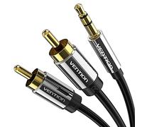 VENTION Cable RCA a 3,5 mm, 1,5 m, conector jack de 3,5 mm a 2 RCA, compatible con controlador de DJ
