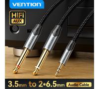 Vention Cable TRS de 3,5mm a doble 6,5mm, adaptador auxiliar, Cable de Audio, conector 6,5 a conector estéreo 3,5 para amplificador mezclador, adaptador de 6,35mm 3.5 to 6.5-PVC