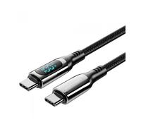 Cable USB 2.0 Tipo-C 5A 100W Vention TAYBAV/ USB Tipo-C Macho - USB Tipo-C Macho/ Hasta 100W/ 480Mbps/ 1.2m/ con Pantalla LED/ Negro