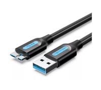 Cable USB 3.0 Vention COPBC/ USB Macho - MicroUSB Macho/ Hasta 10W/ 5Gbps/ 25cm/ Negro