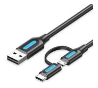 Cable USB 2.0 Vention CQDBF USB Macho - Micro USB Macho/ USB Tipo-C Macho/ 480Mbps/ 1m/ Negro
