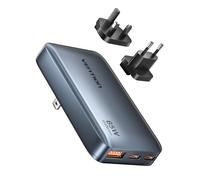 VENTION Cargador Rápido USB C 65W con Enchufes UK/US/EU, Adaptador de Viaje Internacional de 3 Puertos Ultra Delgado, Cargador GAN Compatible con MacBook, Portátil, iPhone 17/16/15/14, Galaxy S25
