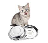 VENTION - Cuencos pequeños y Poco Profundos de Comida para Gatos, diámetro Exterior 14,5 cm, para Bigotes sensibles, Acero Inoxidable, Gatos de Interior, Juego de 2, para Soporte Elevado, 319 ml