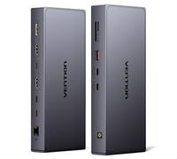 VENTION DisplayLink - Estación de acoplamiento con USB A/C de 10 Gbps para MacBook M1/M2/M3/M4 portátil, estación de acoplamiento USB C 11 en 1, monitor dual 4K@60Hz, HDMI, DP, PD 100W, SD/TF