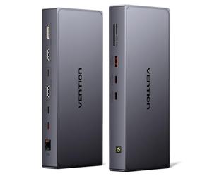 VENTION DisplayLink - Estación de acoplamiento para MacBook M1/M2/M3/M4, estación de acoplamiento USB C 11 en 1, monitor dual 4K a 60Hz, estación de acoplamiento para portátil con USB A/C de 10 Gbps,