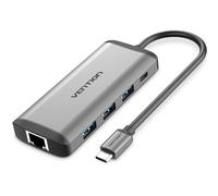Docking usb tipo-c vention cndhb/ 1xhdmi/ 3xusb/ 1xusb tipo-c/ 1xrj45/ 1xlector tarjetas/ gris