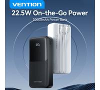 Vention ES 20000mAh Power Bank 22,5 W Cable de carga rápida Dual cargador de batería portátil para iPhone 15 14 13 Pro Max Xiaomi Samsug 10000mAh White
