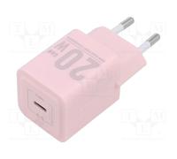 Cargador de Pared Vention FEPP0-EU GaN USB-C 20W Rosa, PPS PD 3.0 QC 3.0 Universal