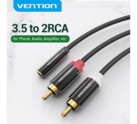Cable estéreo Vention VAB-R01-B200 Jack 3.5 hembra a 2x RCA macho 2 m chapado en oro