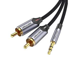 VENTION Jack 3,5mm Macho a 2RCA Macho Cable Splitter Audio Y Nylon Trenzado Estéreo Cable,para Móvil, Tablet, PC, iPod, Amplificador, Altavoz, TV, DVD (2M)