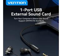 Vention-placa de sonido externa USB de 1 puerto, adaptador de Audio USB a 3,5mm, USB a a auricular para PC, Macbook, ordenador, portátil, caja de sonido auxiliar 1m