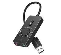 VENTION - Tarjeta de sonido USB, tarjeta de sonido estéreo externa con control de volumen, adaptador de audio USB a conector de 3,5 mm para Windows, Mac, PC, portátil, computadora, auriculares,