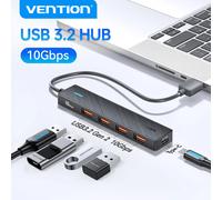 Vention CHSBB HUB 5 en 1 USB-A a USB-C 3.2 Gen2x2/USB-A 3.2 Gen2x2/USB-C 10G 0.15m Negro