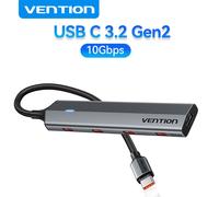 Vention USB C 3,2 Gen2 Hub a 4 adaptador tipo C refrigeración de aleación de aluminio 10Gbps USB C HUB divisor para iPhone 17 Samsung MacBook USB 3.2 HUB