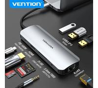 Vention USB C HUB HDMI 4K60Hz RJ45 PD 100W adaptador divisor USB USB 3,0 HUB para iPhone 15 Macbook Air Pro iPad Samsung ordenador portátil 7-in-1 HDMI SD TF