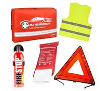 VENTON Juego de seguridad para coche y autobús, para caravanas, garajes, kit de emergencia, kit de supervivencia, kit de primeros auxilios DIN 13164, bolsa de primeros auxilios, chaleco de emergencia