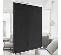 Ventosa estor Sombra,Estor Enrollable Opaco impermeables,sin taladrar Sin cuerda Persiana,anchos de 30 a 75 cm,cortinas enrollables Retráctil,Estores de tela para ventanas,Black-50×125cm（20*49in）