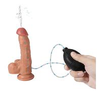 Ventosa grande, consolador con función de empuje y esperma, consolador realista con función de pulverización de agua, pene de simulación de eyaculación, silicona con ventosa, pene real