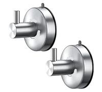 Ventosa para cristal, Ganchos con ventosa for ducha, ganchos for toallas de níquel cepillado, colgador for baños, ganchos de acero inoxidable(2 Pack)