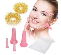 Ventosas Faciales,Anillo de Acupresión,Ventosa Silicona,Anillo masajeador Dedos,Ventosas Celulitis,para el Cuidado Facial y el Masaje,2 Tamaños (Rosa)