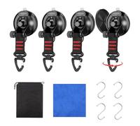 Ventosas para Coche, Fijación con Ventosaventosa, Ventosas Furgoneta Camper con Gancho para Correa con Anillo en D Giratorio 360, para Coche/Camping/Toldo, Adherencia en Cristal/Azulejos