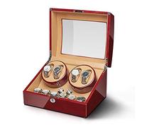 Ventradas de Reloj de la Caja de Buque de hilandería: Caja de Almacenamiento de Relojes de Nogal nobleza Maroon Watch Shaker Reloj Caja de bobinado con Bloqueo de Bloqueo automático Reloj cómo Viento