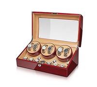 Ventradas de Reloj de la Caja de Buque de hilandería: Caja de Almacenamiento de Relojes de Nogal nobleza Maroon Watch Shaker Reloj Caja de bobinado con Bloqueo de Bloqueo automático Reloj cómo Viento