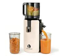 Ventray Extractor de Zumos Slow Juicer | Prensado en Frío con Apertura Ancha de 120mm para Frutas y Verduras Enteras | Sistema de Doble Filtrado | Fácil Limpieza | 250W | Sin BPA - Marfil