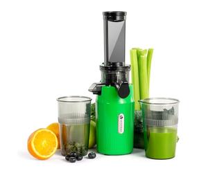 Ventray Ginnie Extractor de zumos y verduras - Slow Juicer con función de masticación inversa, Licuadora para Verduras y Frutas, Fácil de Limpiar, Extracción Lenta 60 rpm, Sin BPA, Verde loro