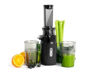 Ventray Ginnie Extractor de zumos y verduras - Slow Juicer con función de masticación inversa, Licuadora para Verduras y Frutas, Fácil de Limpiar, Extracción Lenta 60 rpm, Sin BPA, Negro