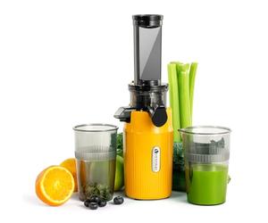 Ventray Ginnie Extractor de zumos y verduras - Slow Juicer con función de masticación inversa, Licuadora para Verduras y Frutas, Fácil de Limpiar, Extracción Lenta 60 rpm, Sin BPA, Amarillo soleado