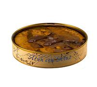 Ventresca de Atún con setas en Aceite de Oliva de 280 gramos | Conservas de pescado El Ronqueo | Conserva gourmet elaborada artesanalmente en Barbate (España)
