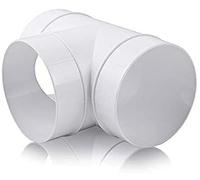 VENTS UK Pieza en T redonda igual de 100 mm, conector en T de plástico de 4 pulgadas para ventiladores extractores de baño y cocina, rama de espiga macho de 100 mm para unir conductos de ventilación