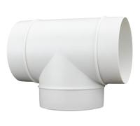 VENTS UK Pieza en T redonda igual de 125 mm, conector en T de plástico de 5 pulgadas para ventilación de baño y cocina, rama de espiga macho de 125 mm para unir conductos redondos, color blanco