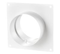 VENTS UK Placa de pared de 100 mm con espiga, conector de conducto redondo blanco para sistemas de ventilación de 4 pulgadas, placa de montaje de plástico para extractores, tuberías y conductos