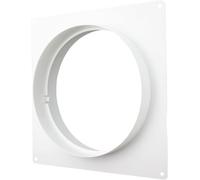 VENTS UK Placa de pared de 200 mm con espiga, conector de conducto redondo blanco para sistemas de ventilación de 8 pulgadas, placa de montaje de plástico para ventiladores extractores grandes