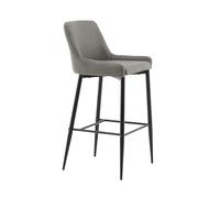 Venture Home 17704-855 Silla de Bar Plaza, Hierro Poliéster y Lino Microfibra, Negro, Gris