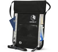 Venture4th Portadocumentos de Cuello Cartera de Viaje Anti Robo para Mujeres, Hombres y Niños, con Tecnología RFID para Viajar con Total Seguridad (Negro)