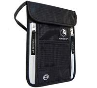 Venture4th Portadocumentos de Cuello Cartera de Viaje Anti Robo para Mujeres, Hombres y Niños, con Tecnología RFID para Viajar con Total Seguridad (Negro)
