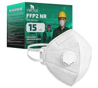 VENTUX SAFETY EQUIPMENT Mascarilla FFP2 Blanca con Válvula - Certificación CE - Filtración ≥99% - Pack 15 Unidades - Desechable