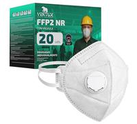 VENTUX SAFETY EQUIPMENT Mascarilla FFP2 Blanca con Válvula - Pack 20 Piezas - Certificación CE - Filtración ≥99% - Desechable