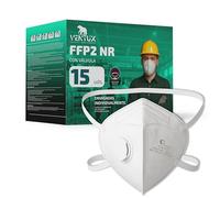 VENTUX SAFETY EQUIPMENT Mascarillas FFP2 con Válvula Embolsadas Individualmente - 15 Piezas | Cintas Nucales Certificadas EN 149:2001+A1:2009 | Mascarillas FFP2 Obra Industria